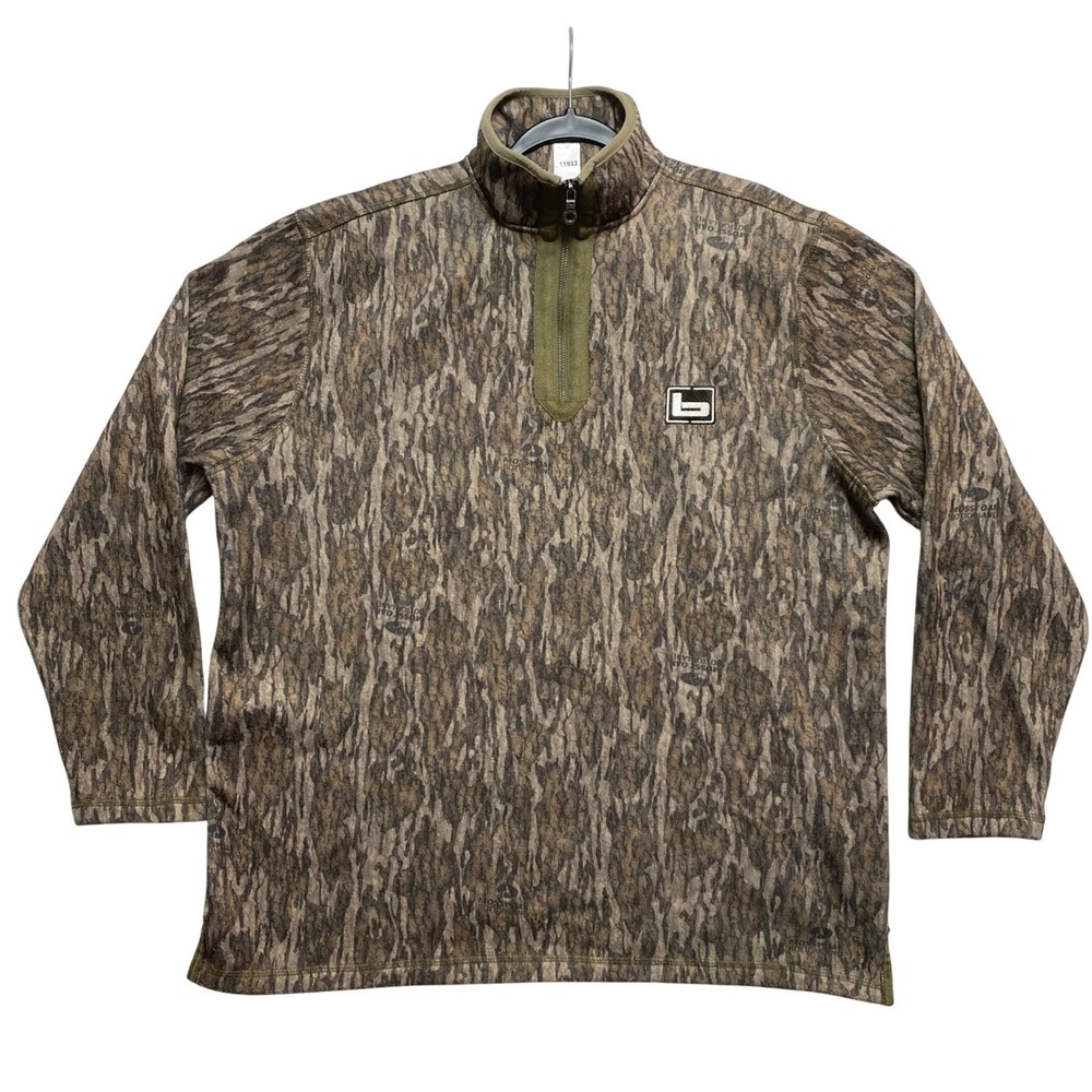 Banded Pullover Mens 2XL Camo Mossy Oak Bottomland Quarter-Zip Fleece
